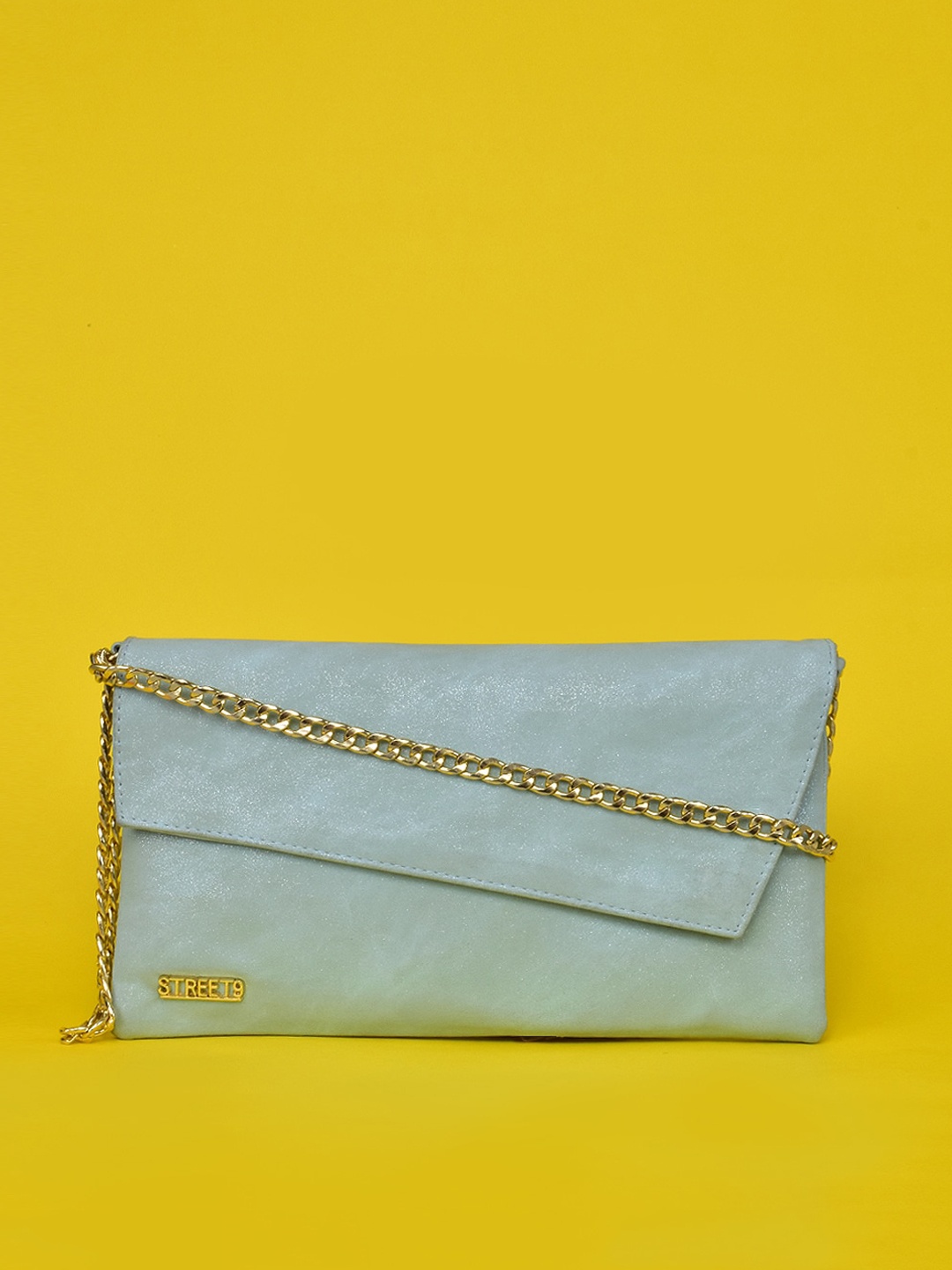 

STREET 9 Turquoise Blue Embellished PU Structured Sling Bag
