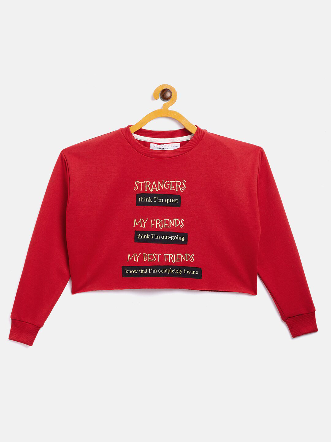

Noh Voh - SASSAFRAS Kids Girls Red & Black Printed Sweatshirt