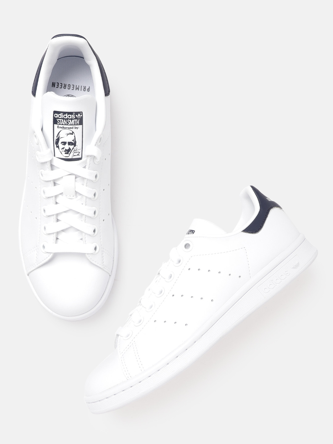 

ADIDAS Originals Unisex White & Navy Blue Stan Smith Sneakers with Perforations