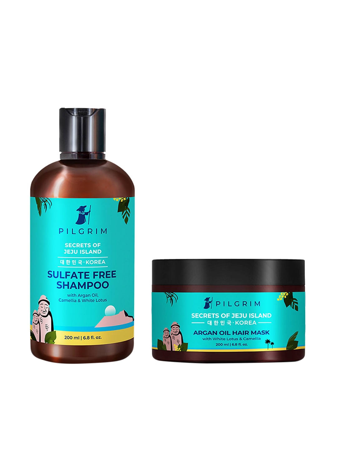 

Pilgrim Set of Secrets of Jeju Island Sulfate-Free Shampoo & Argan Oil Hair Mask, Teal