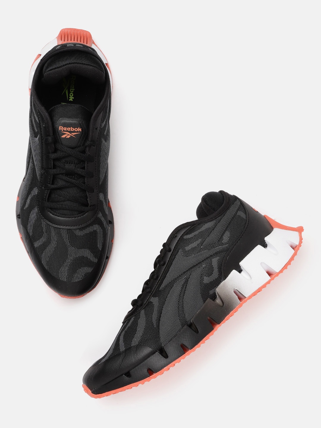 

Reebok Men Black & Grey Animal Woven Design Zig Dynamica 3.0 Running Shoes