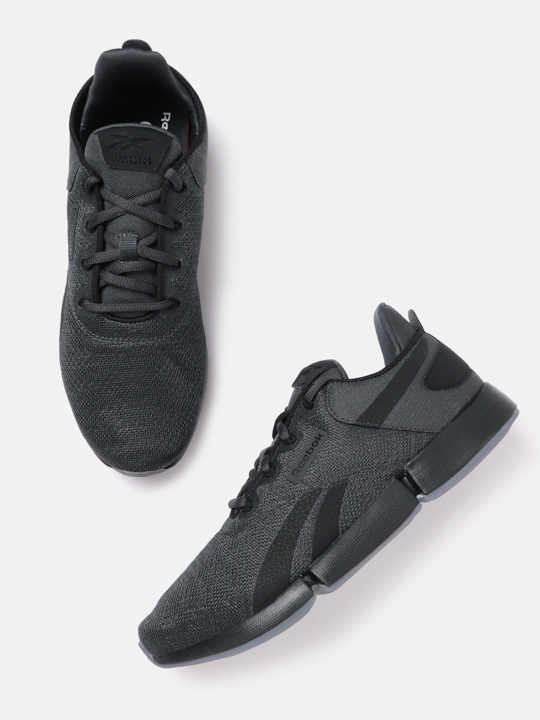 

Reebok Men Black Woven Design DailyFit Walking Shoes