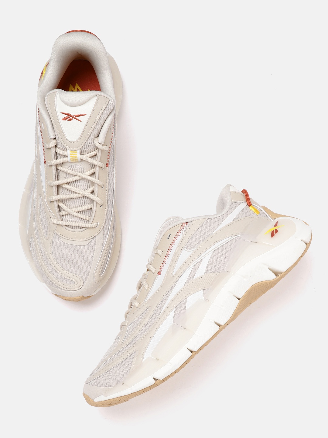 

Reebok Women Beige Woven Design Zig Kinetica 2.5 Running Shoes