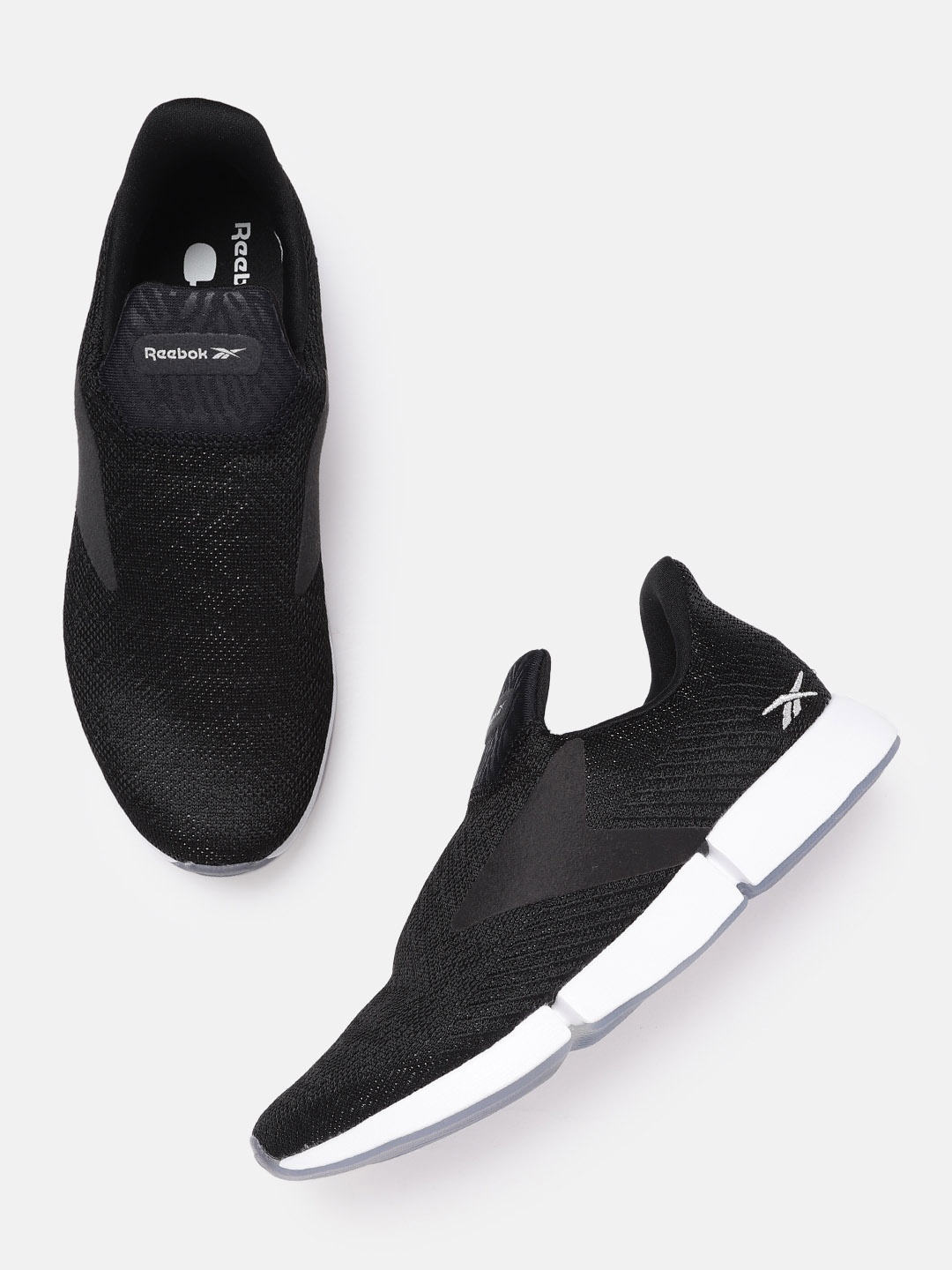 

Reebok Women Black Woven Design Daily Fit Walking Slip-Ons