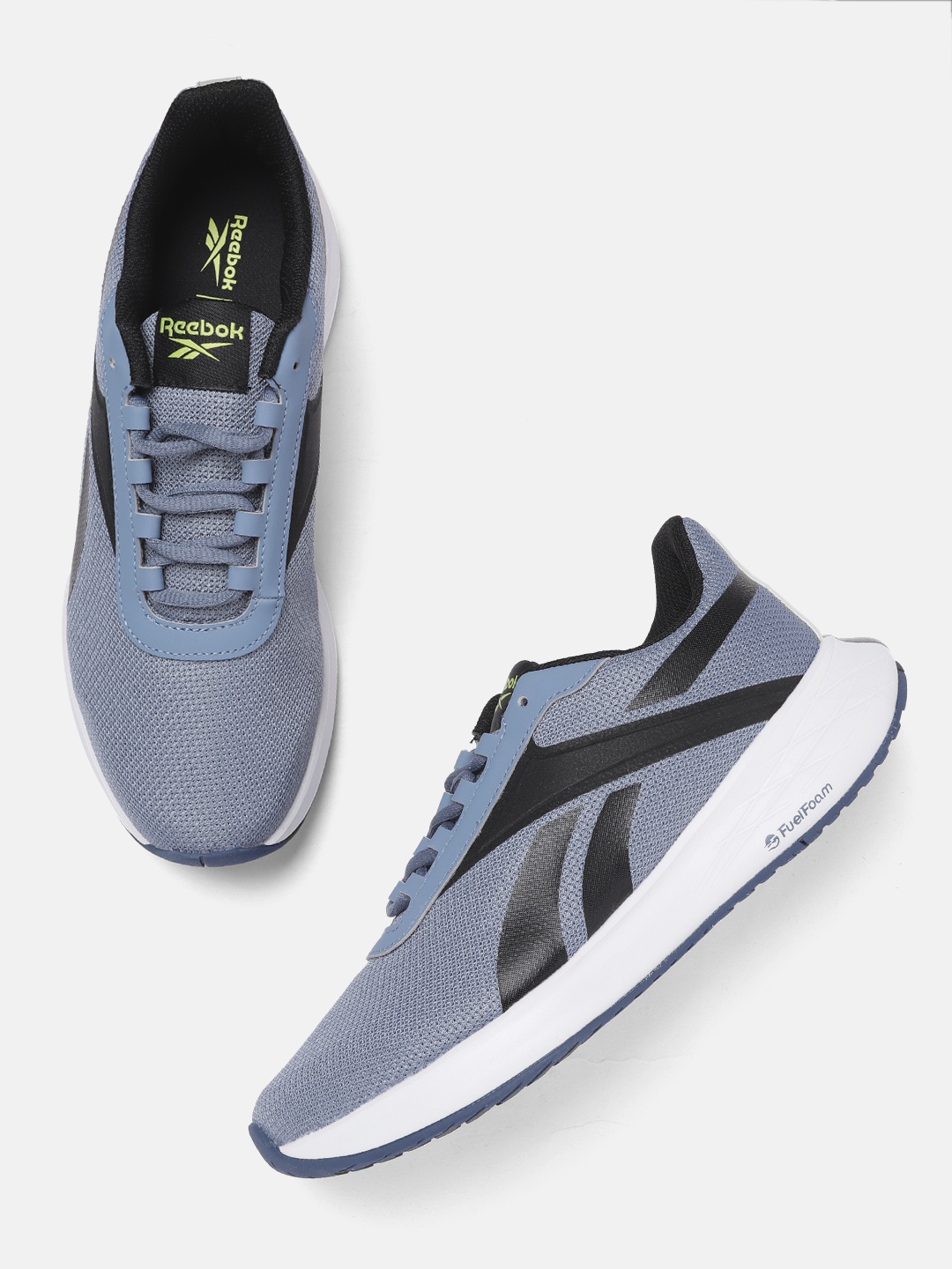 

Reebok Men Blue & Black Woven Design Energen Plus Running Shoes