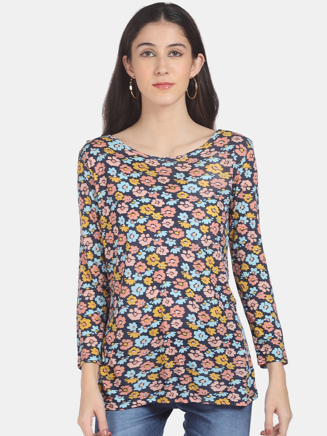

Cherokee Blue Floral Print Top