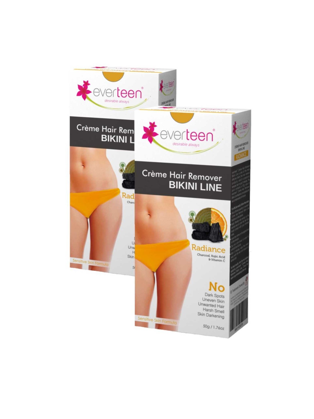 

everteen Set of 2 Off White Radiance Bikini Line Hair Remover Creme 50 g Each