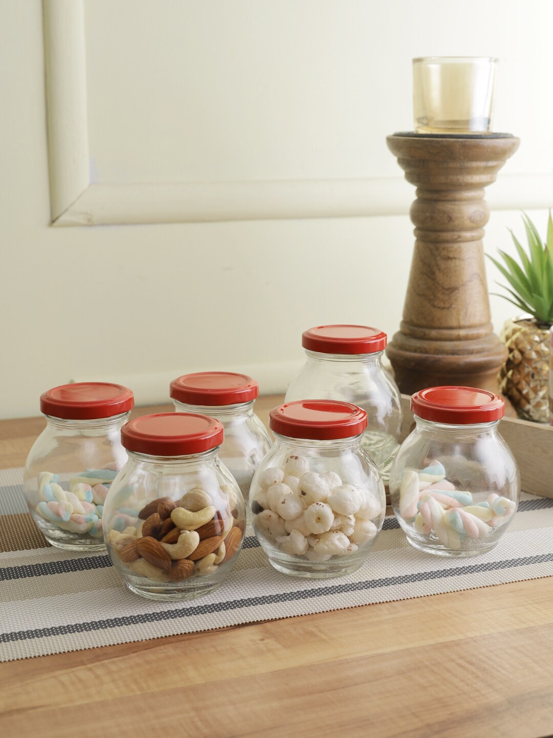 

Storehaus Set Of 6 Transparent Solid Matka Glass Jar