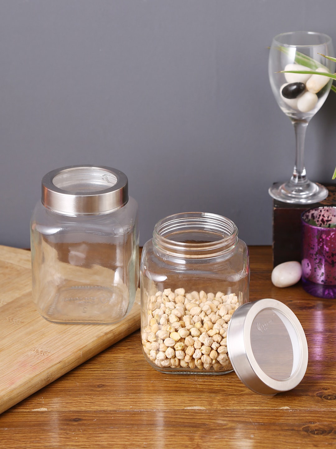 

Storehaus Set Of 2 Transparent Glass Jar