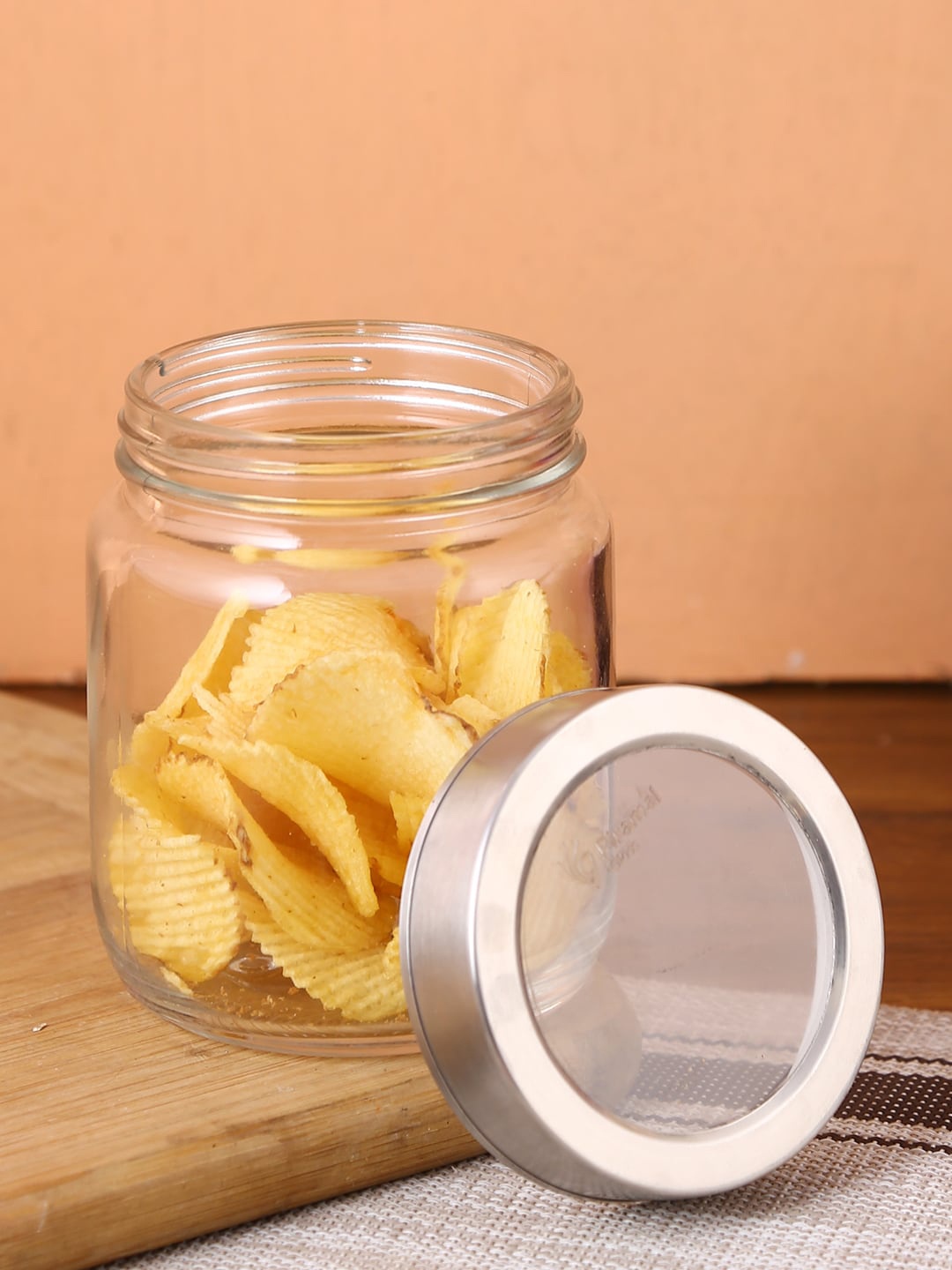 

Storehaus Set of 2 Transparent Solid Round Glass Jar