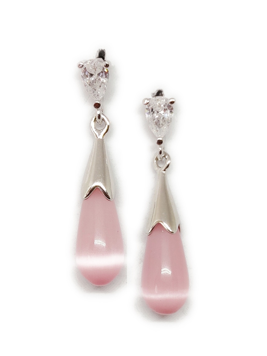 

EL REGALO Pink Teardrop Shaped Drop Earrings