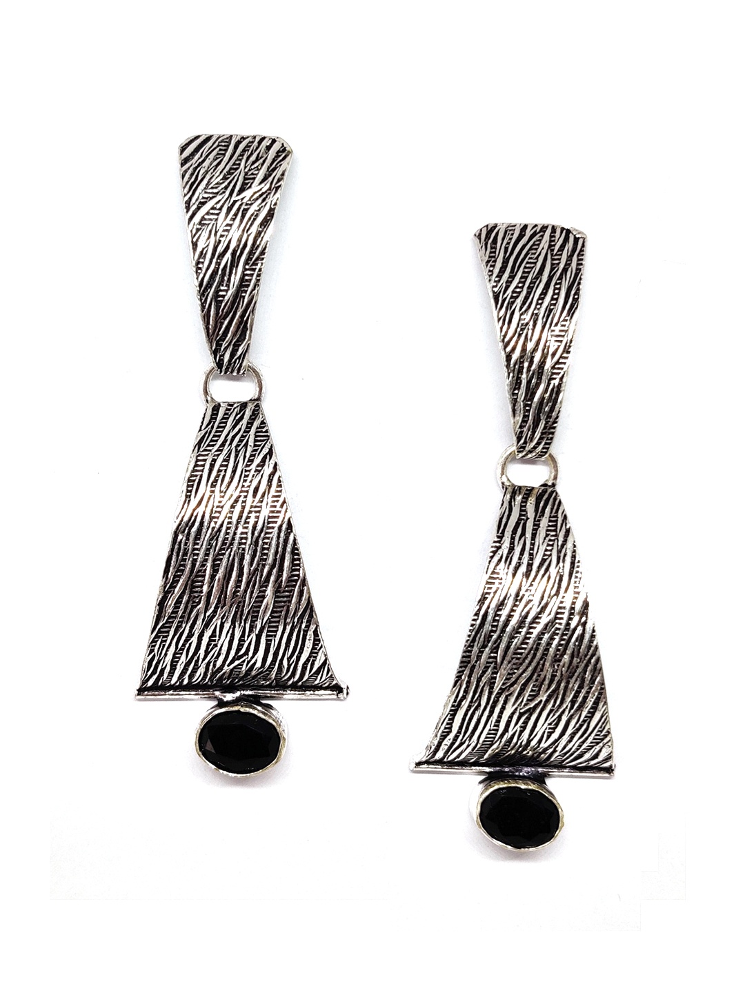 

EL REGALO Silver-Toned Geometric Drop Earrings