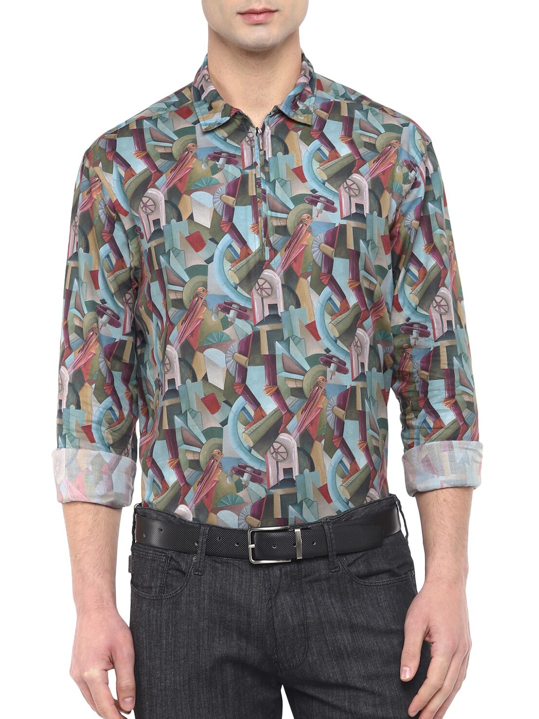 

Eton Men Green & Blue Printed Pure Cotton Party Shirt