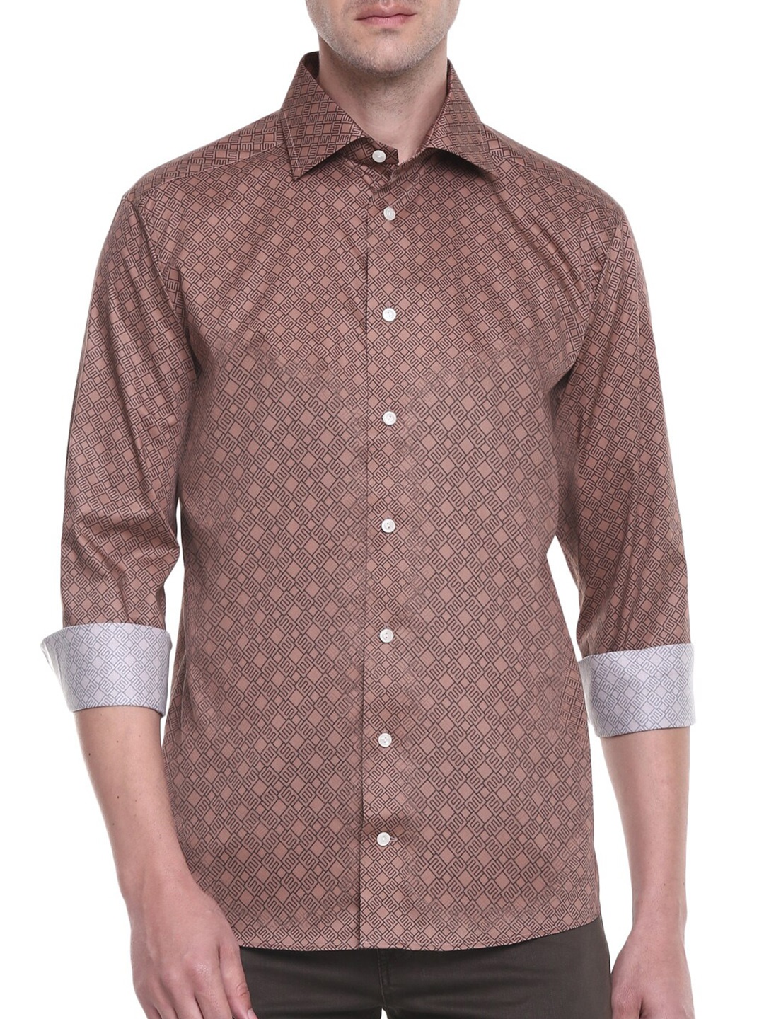 

Eton Men Brown & Black Printed Pure Cotton Casual Shirt