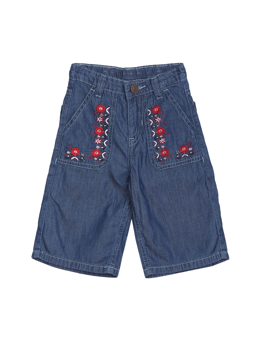 

Cherokee Girls Blue Low Distress Embroidered Jeans