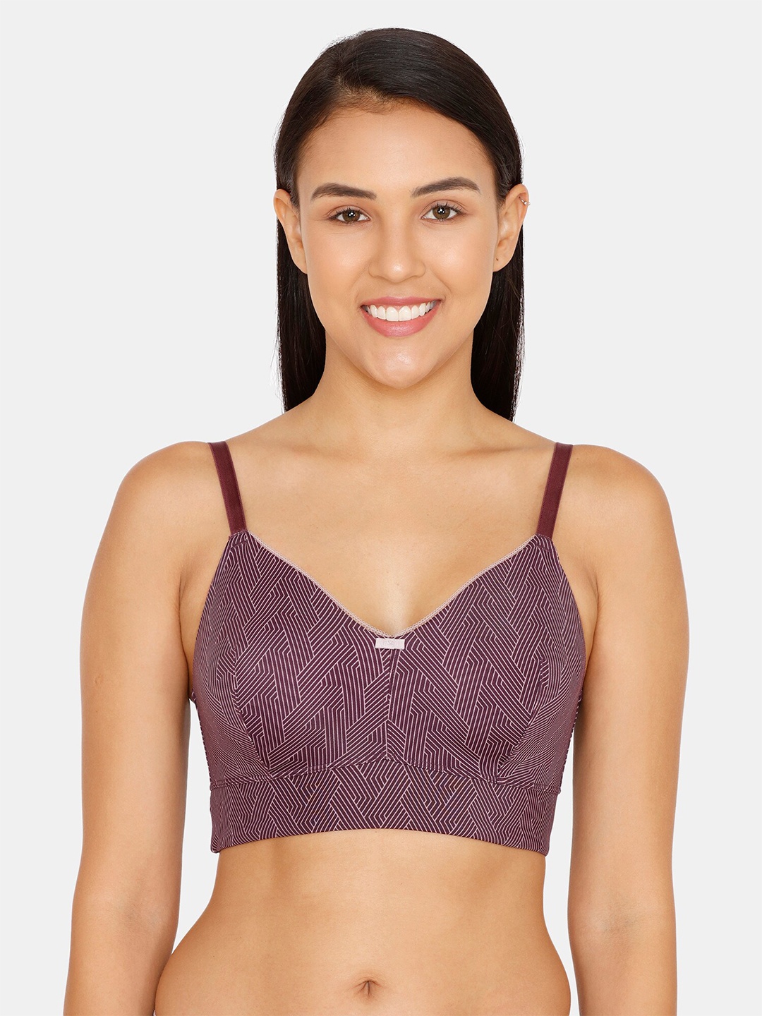 

Zivame Purple Abstract Printed Bralette Bra