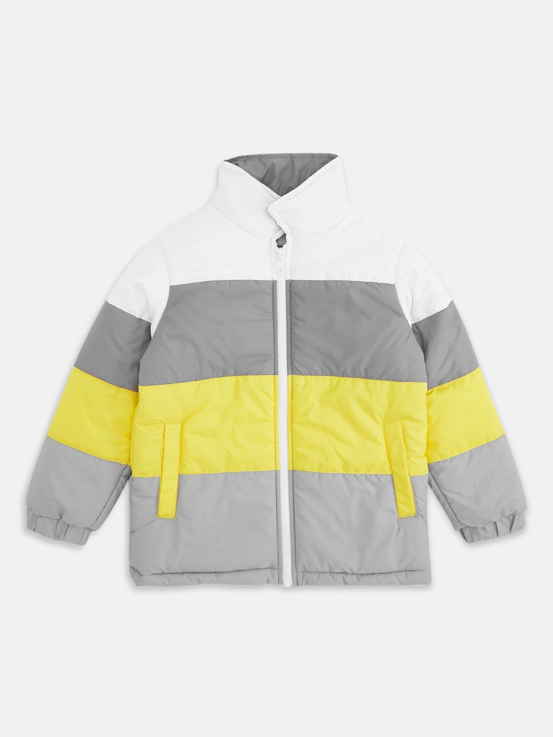 

Pantaloons Junior Boys Grey White Striped Puffer Jacket