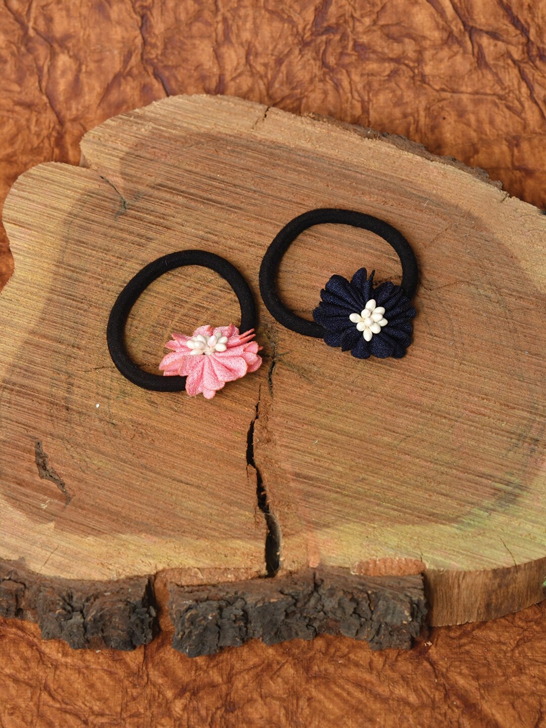 

FUNKRAFTS Girls Pink & Black Set of 2 Ponytail Holders