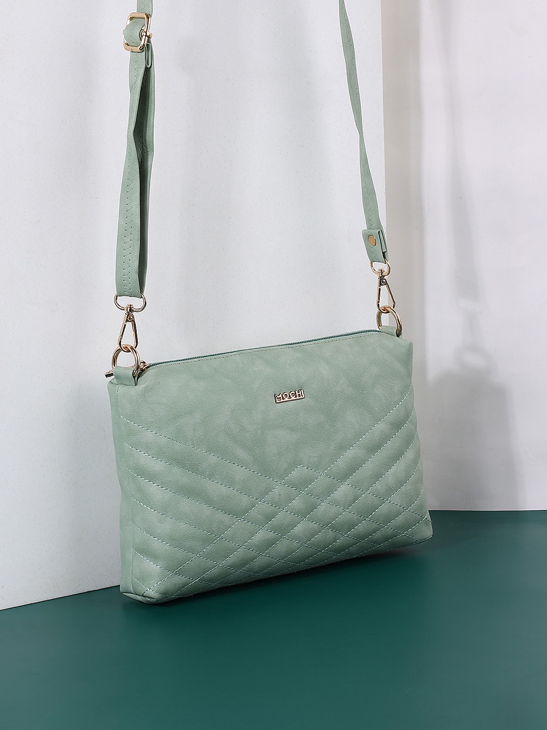 

Mochi Green Structured Sling Bag