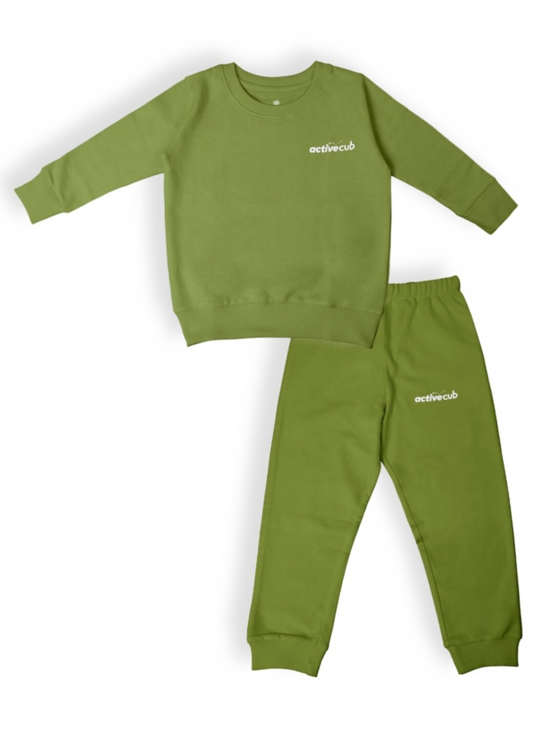 

Cuddles for Cubs Unisex Kids Green & White Pure Cotton Sweatshirt with Joggers
