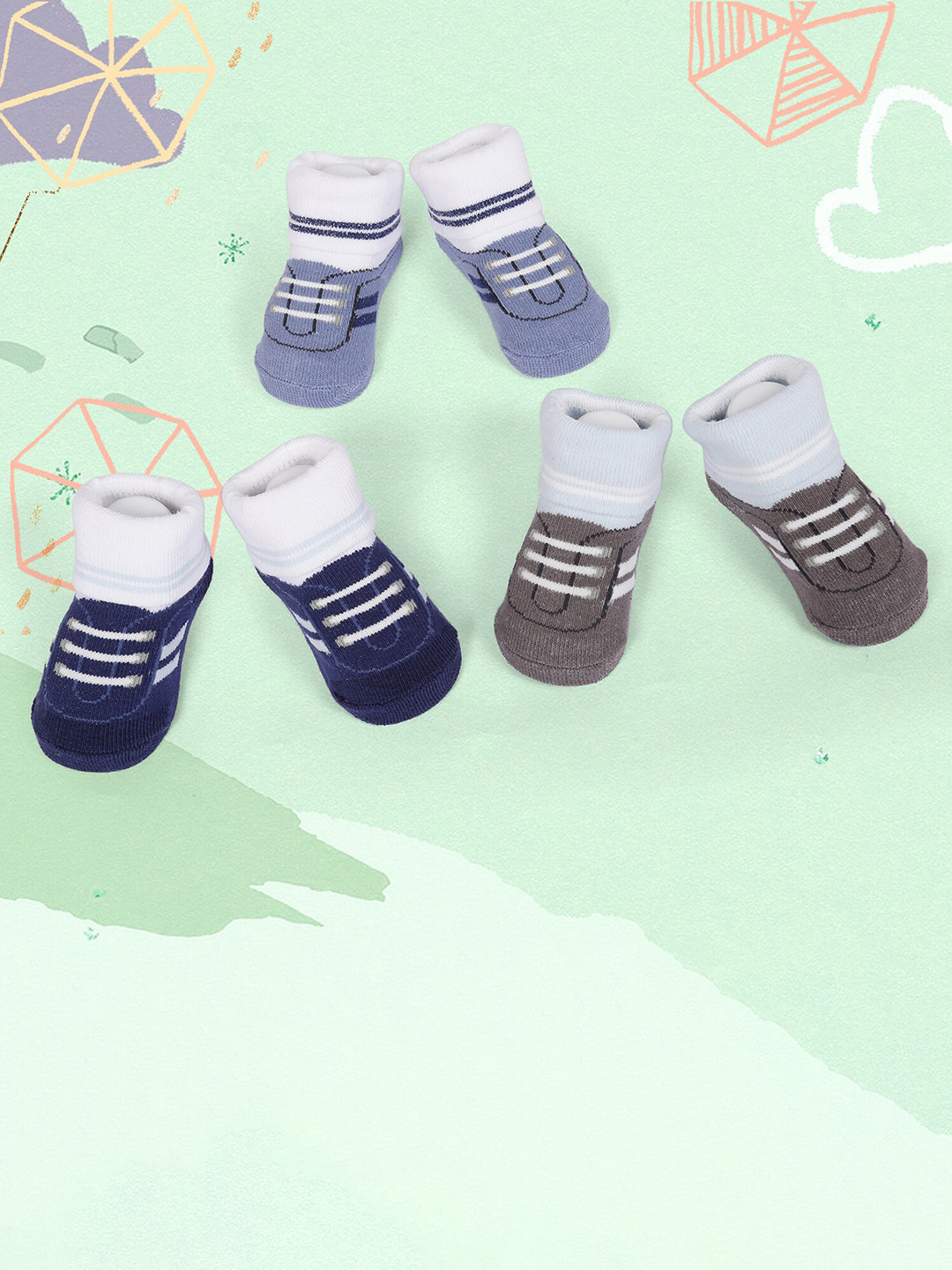 

Baby Moo Infants Boys Pack Of 3 Patterned Ankle-Length Socks, White