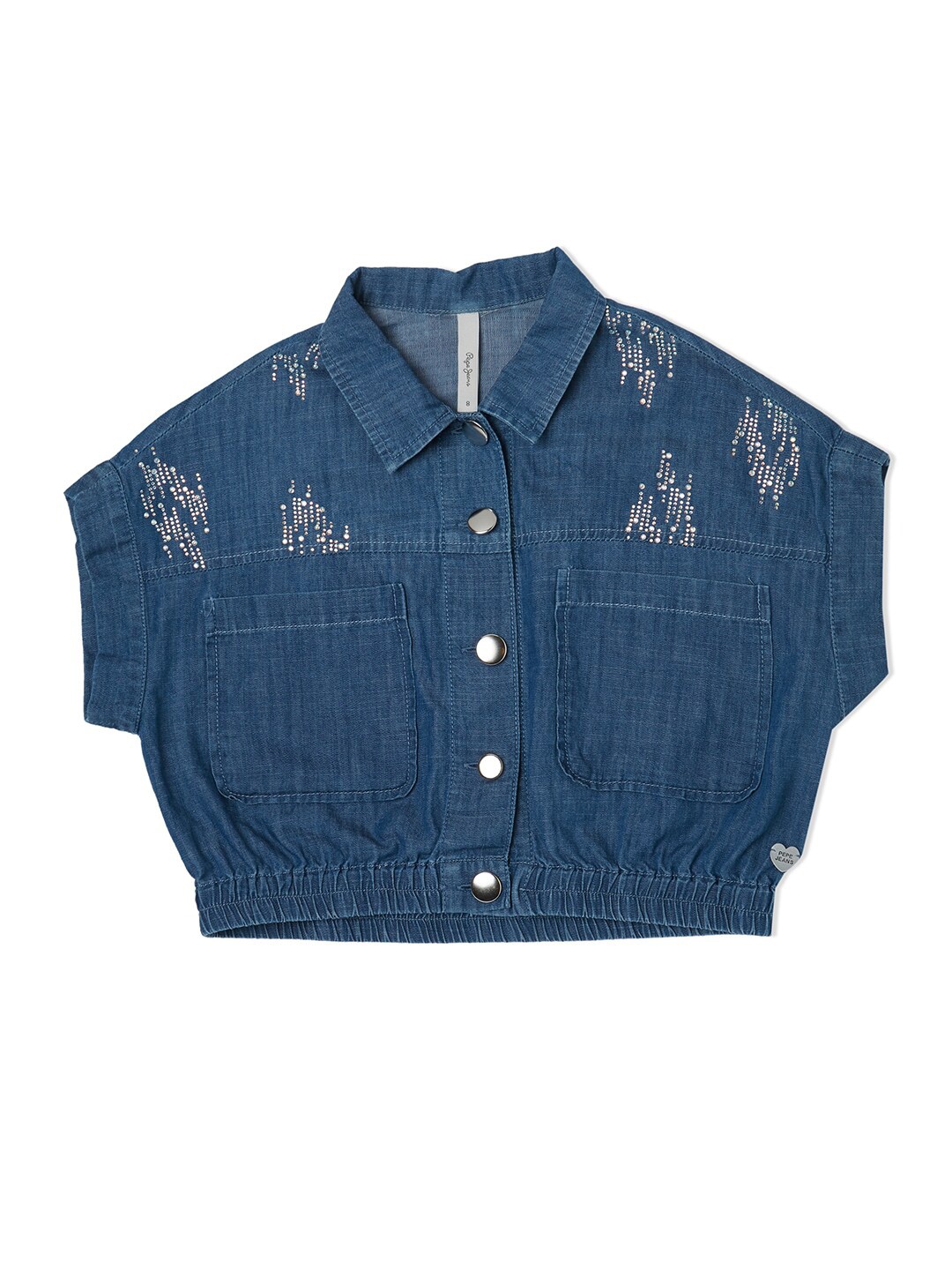 

Pepe Jeans Girls Blue & Silver-Toned Pure Cotton Casual Shirt