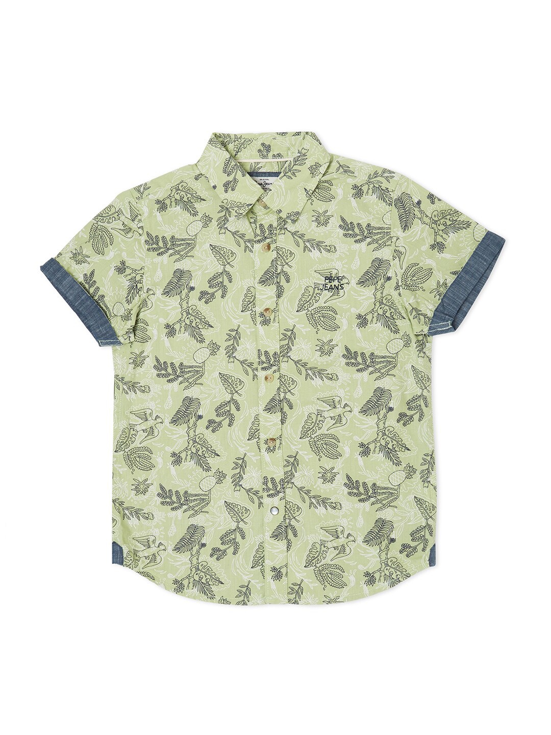 

Pepe Jeans Boys Green & Black Printed Pure Cotton Casual Shirt