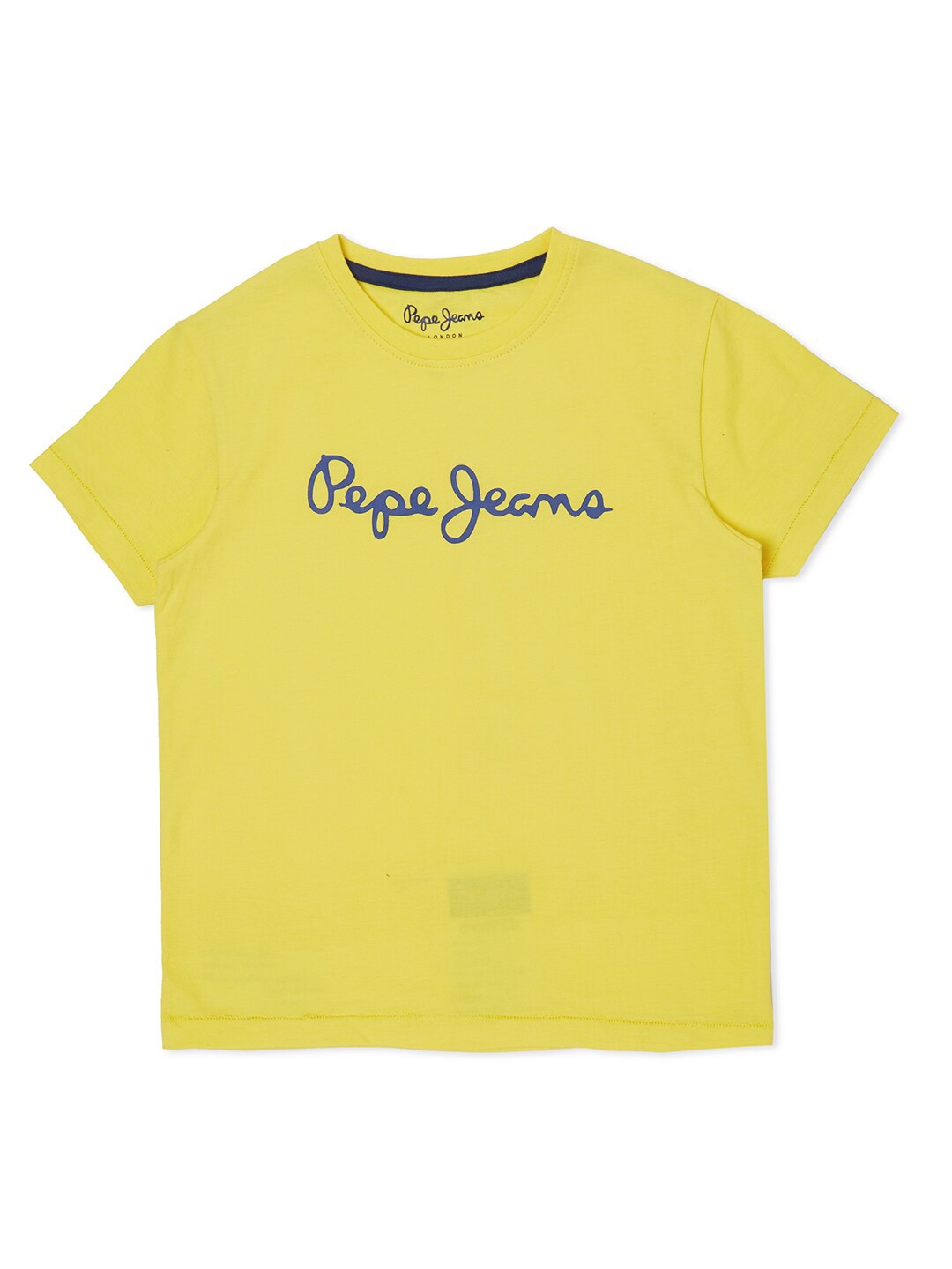 

Pepe Jeans Boys Yellow & Blue Brand Logo Printed Cotton T-shirt