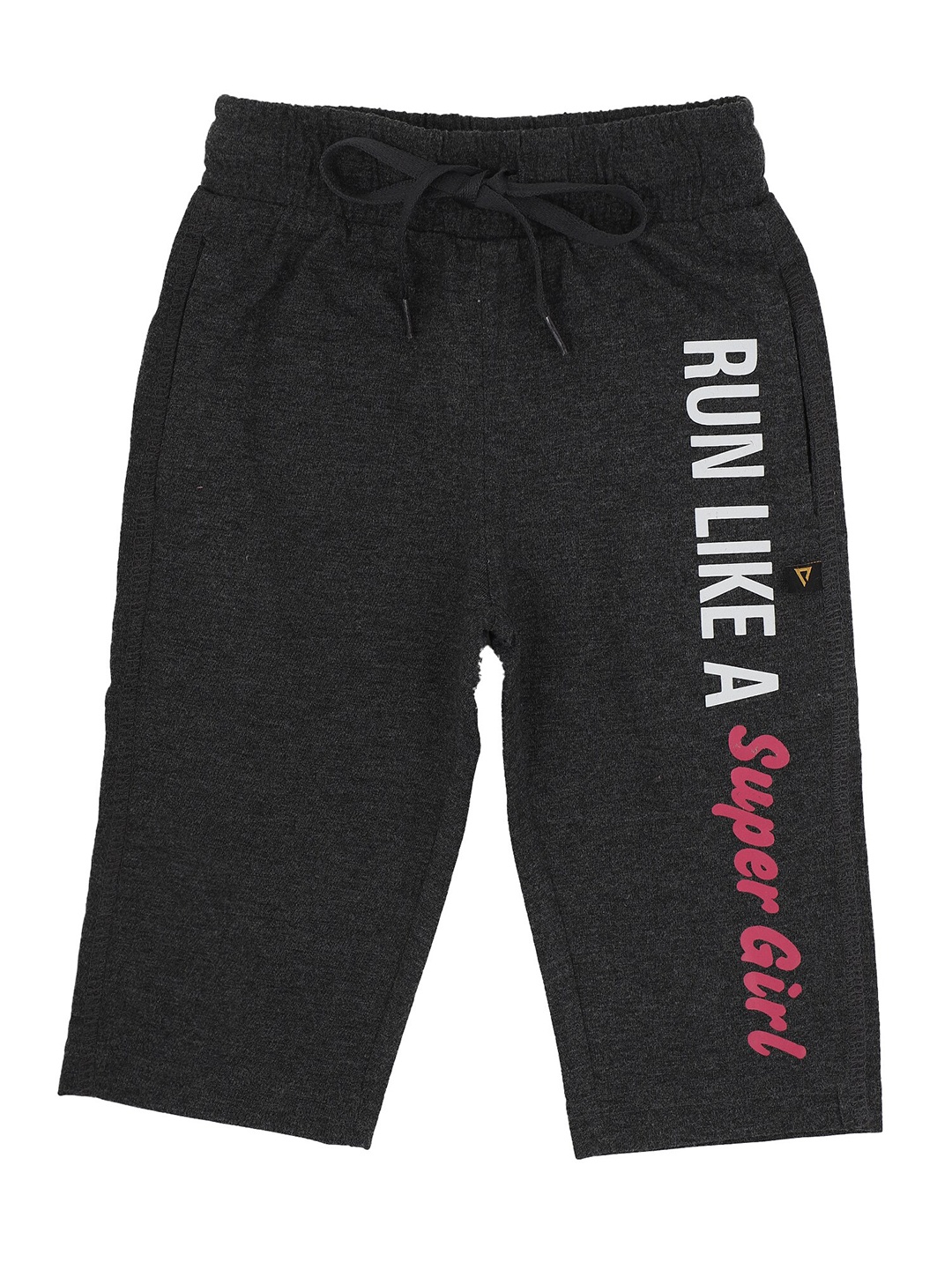 

PROTEENS Girls Grey Melange & White Printed Capris