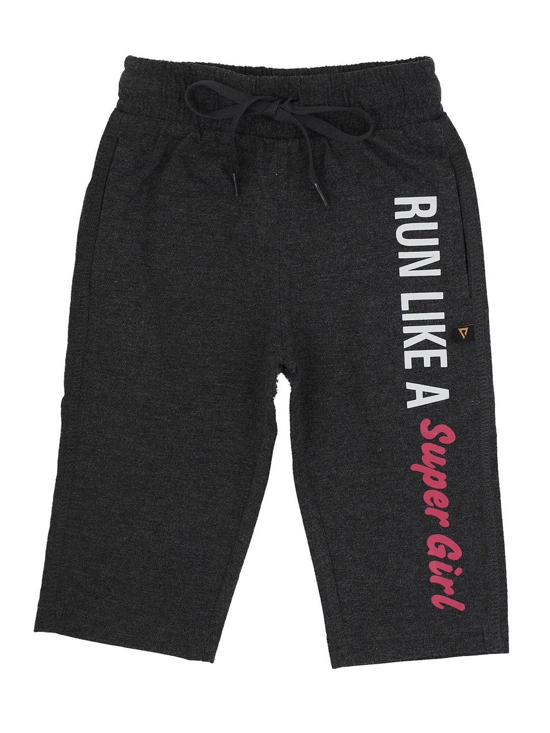 

PROTEENS Girls Grey Melange & Pink Printed Cotton Capris