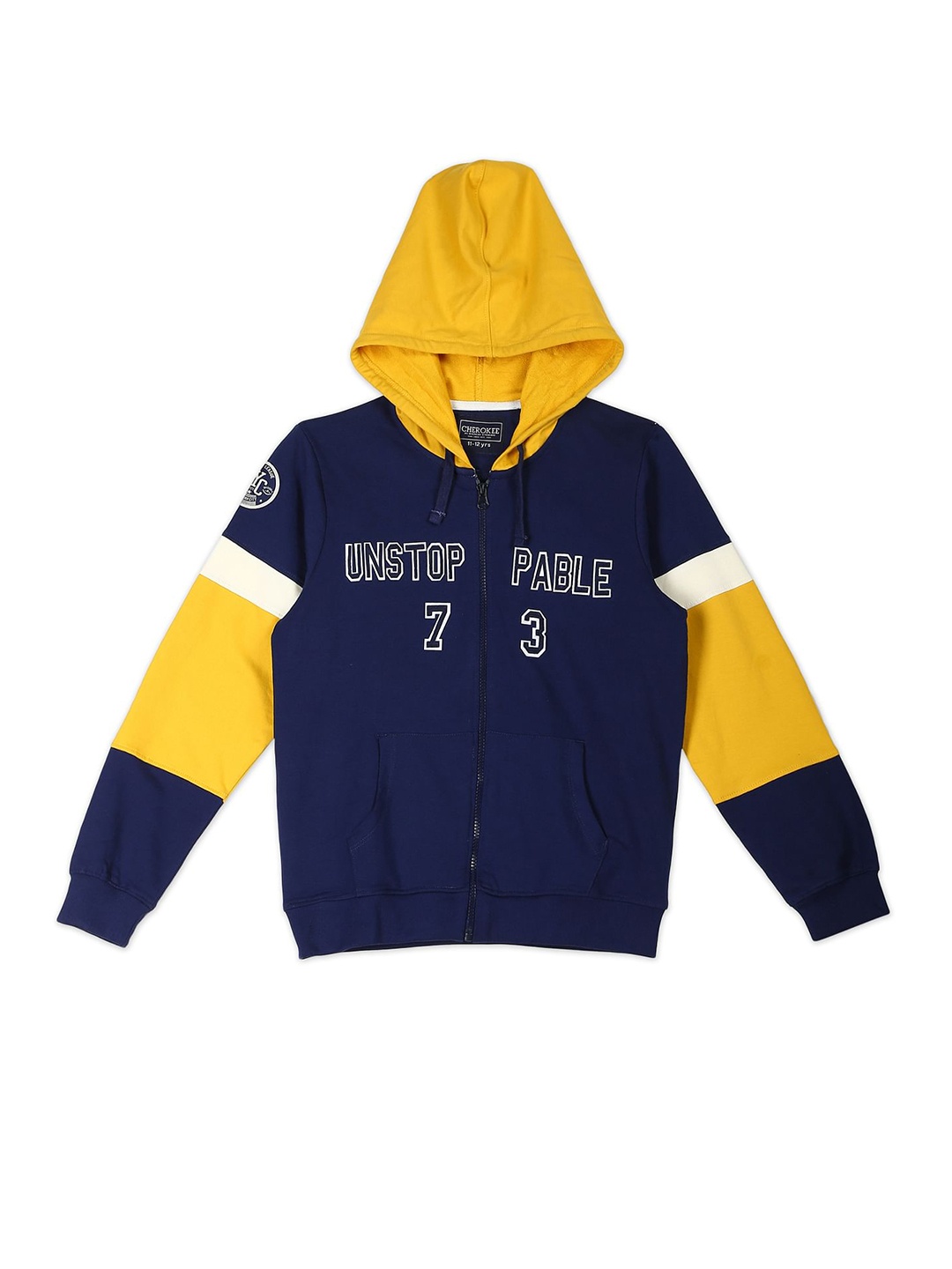 

Cherokee Boys Blue & Yellow Colourblocked Hooded Sweatshirt