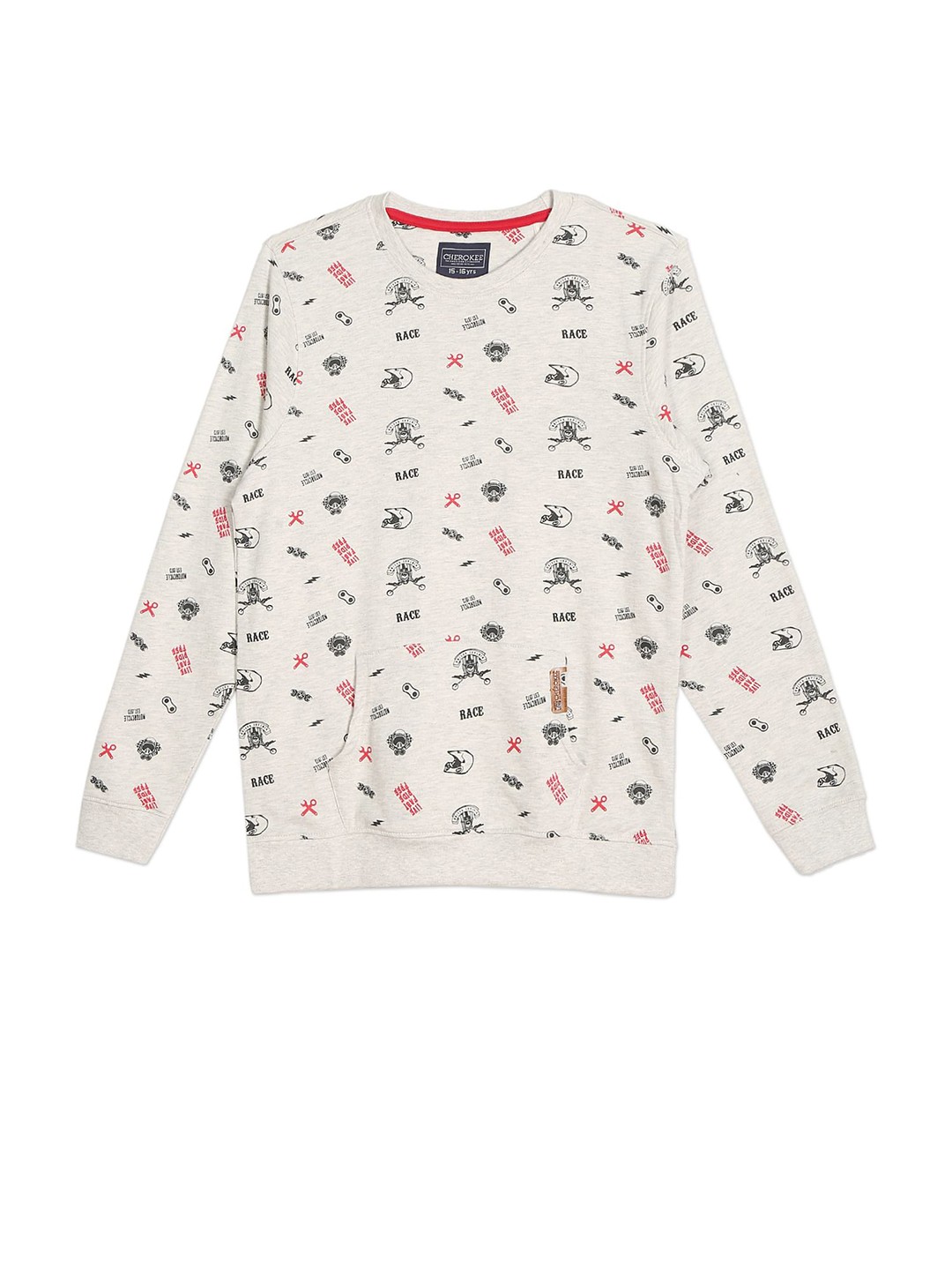 

Cherokee Boys Grey & Black Printed Pure Cotton Sweatshirt