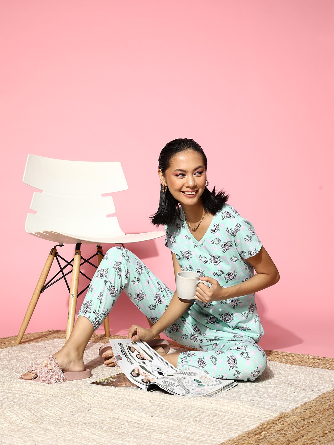 

Cartoon Network by Dressberry Women Green Tom & Jerry Sleep Staple Night Suit