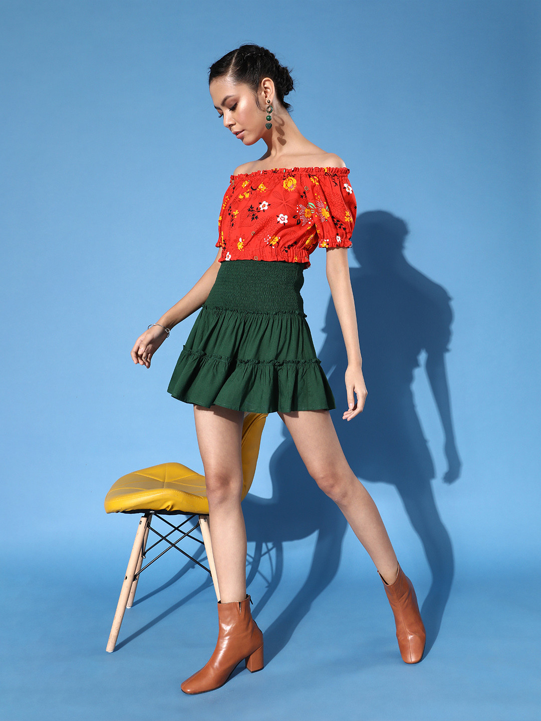 

DressBerry Women Gorgeous Red Floral Bardot Top