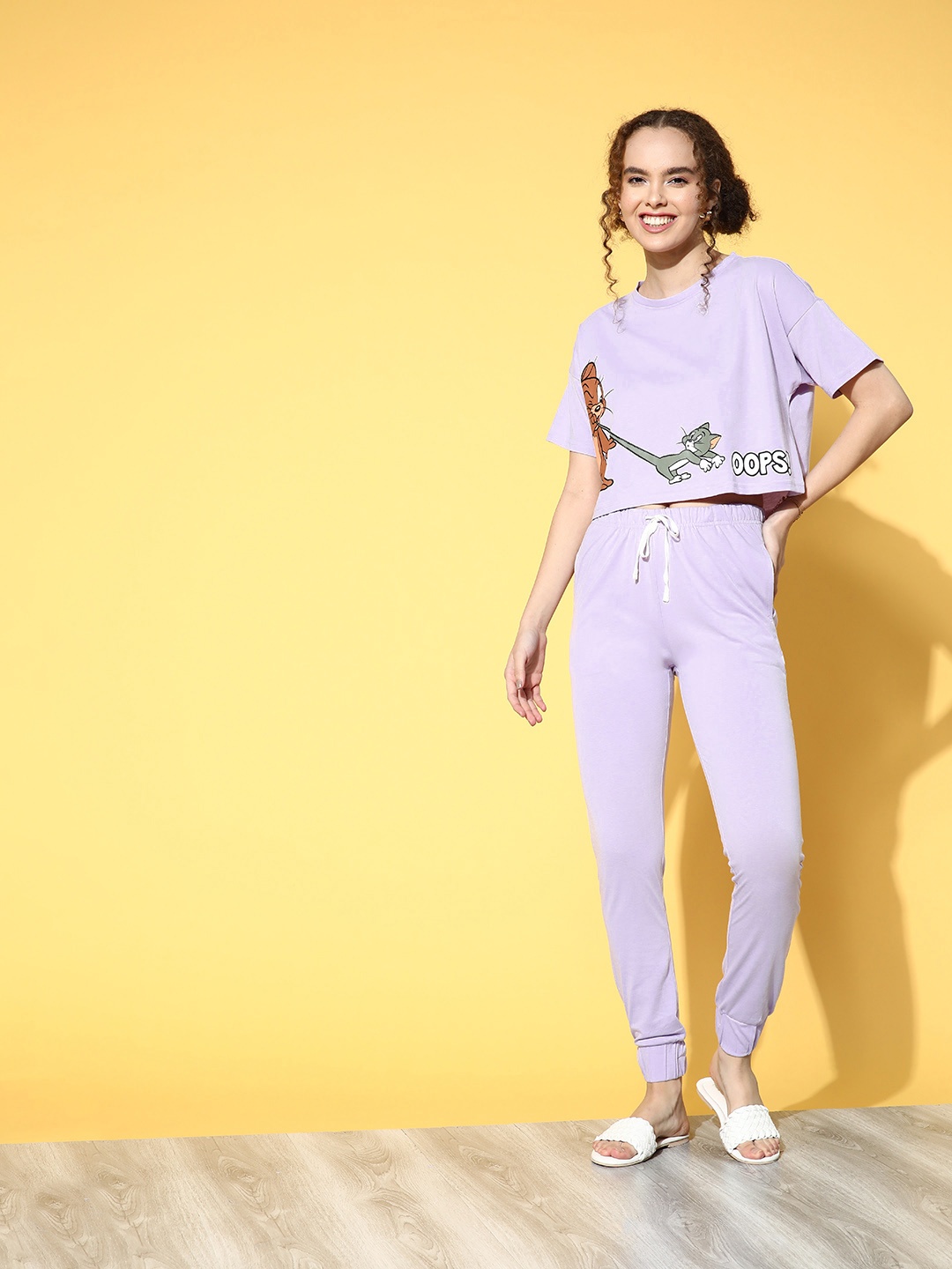 

Cartoon Network by Dressberry Women Lavender & Brown Tom & Jerry Night suit
