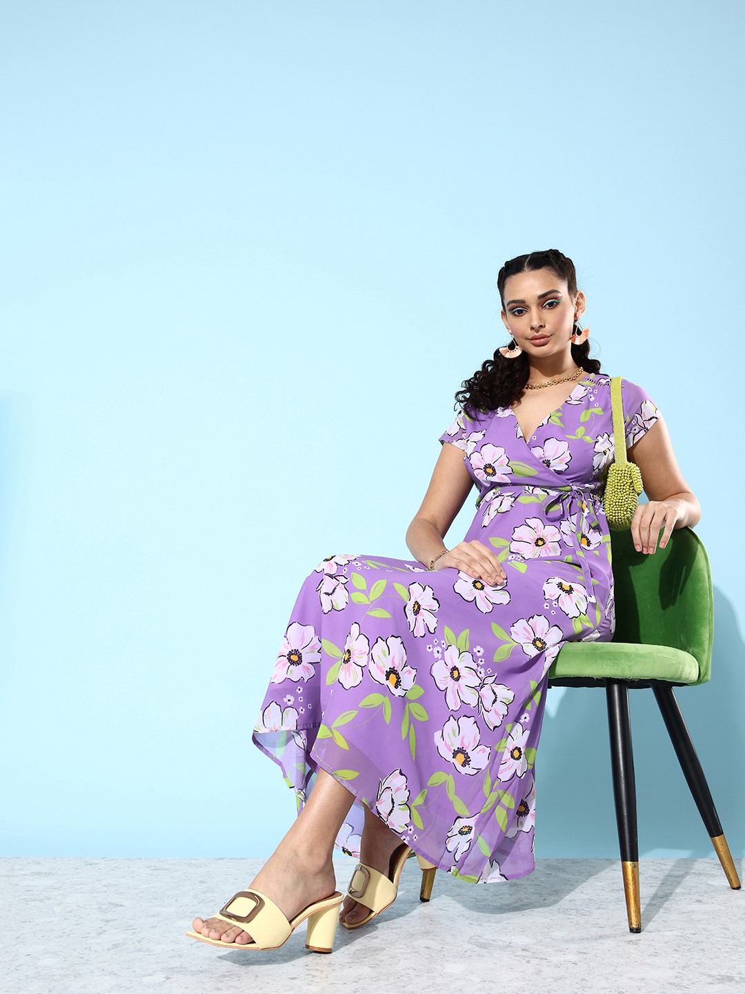 

DressBerry Women Elegant Lavender Floral Vacay Attire