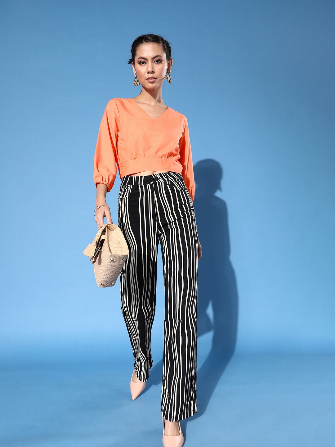 

DressBerry Women Attractive Peach Solid Cropped Top