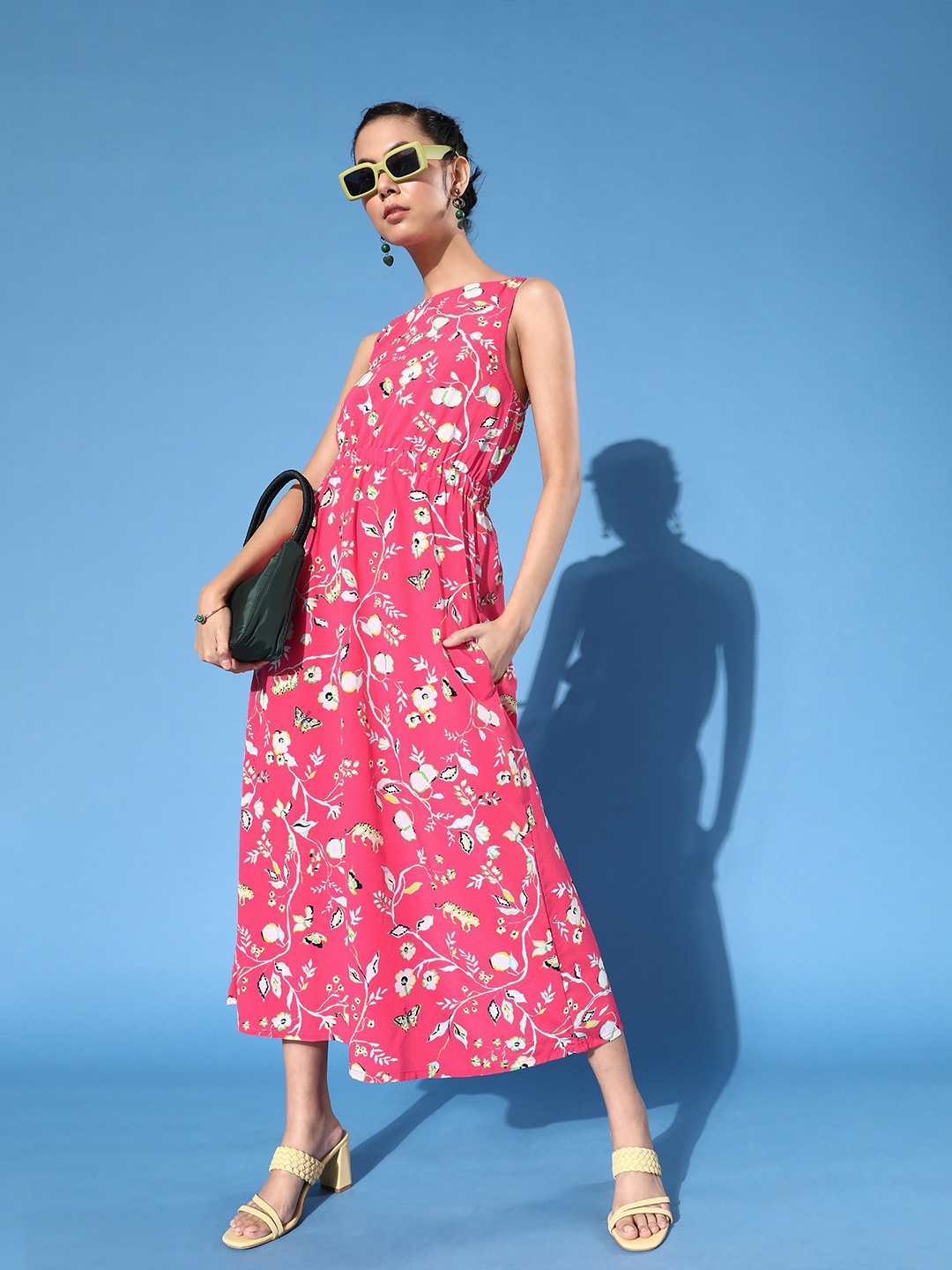 

DressBerry Women Pretty Pink Floral Sun Dress