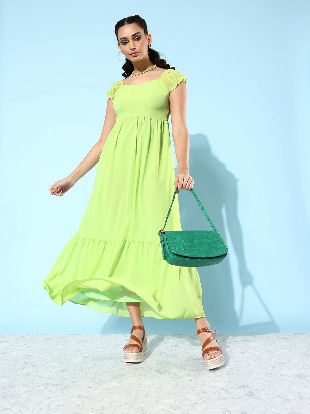 

DressBerry Women Lime Green Solid Vacay Attire