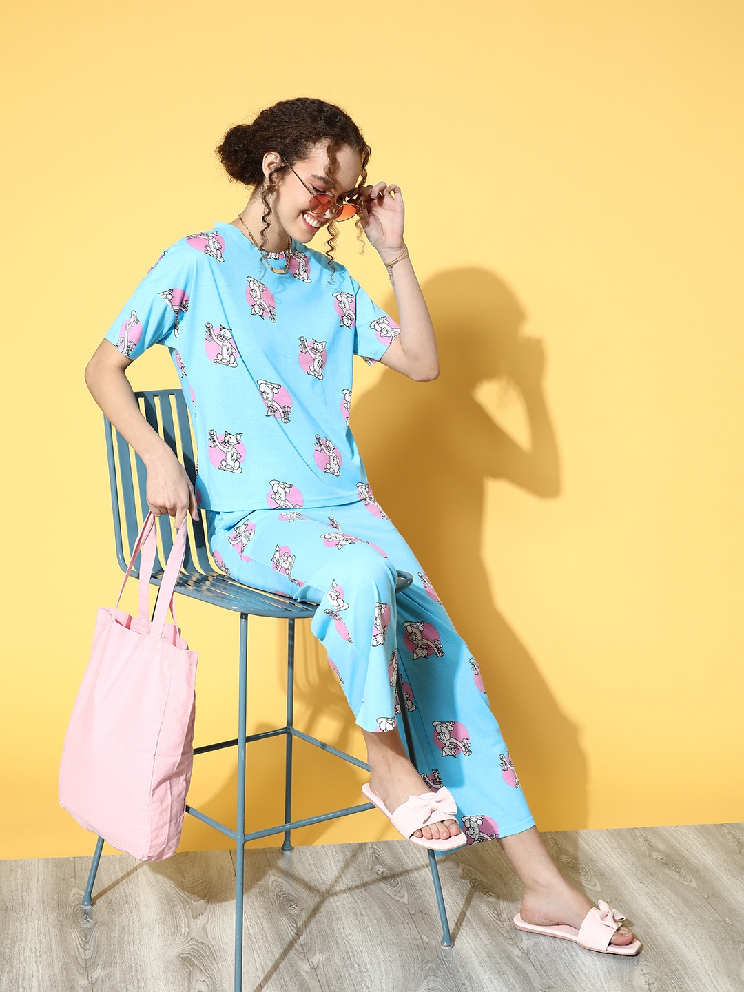 

Cartoon Network by Dressberry Women Blue & Pink Tom & Jerry Printed Night suit