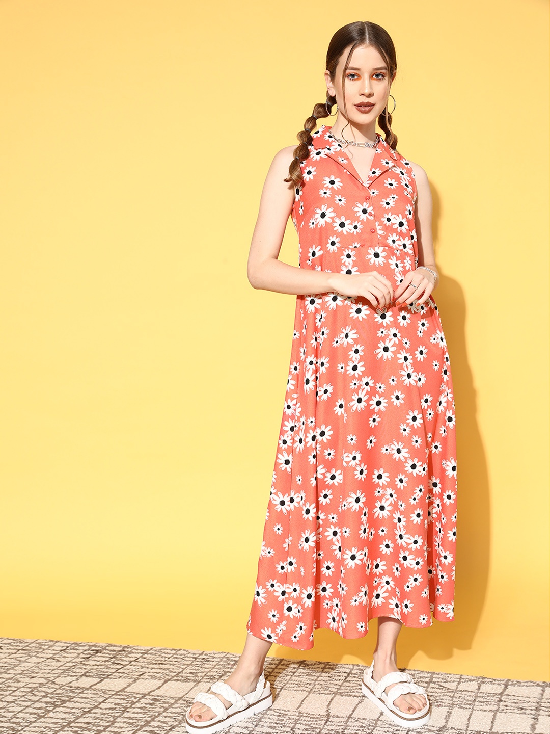 

DressBerry Bright Orange Floral Vacay Attire