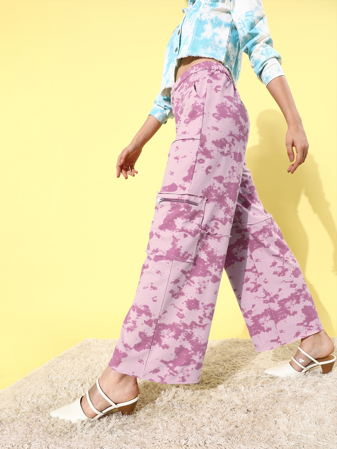 

DressBerry Women Pretty Pink Tie and Dye Pockets Please Trousers