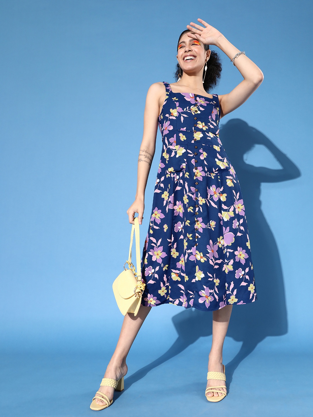 

DressBerry Women Stunning Blue Floral Sun Dress