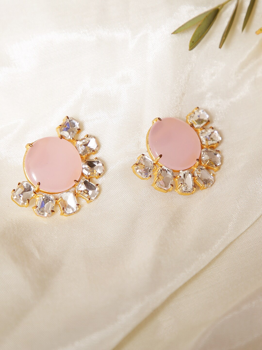 

XAGO Gold-Plated Pink & White Contemporary Drop Earrings