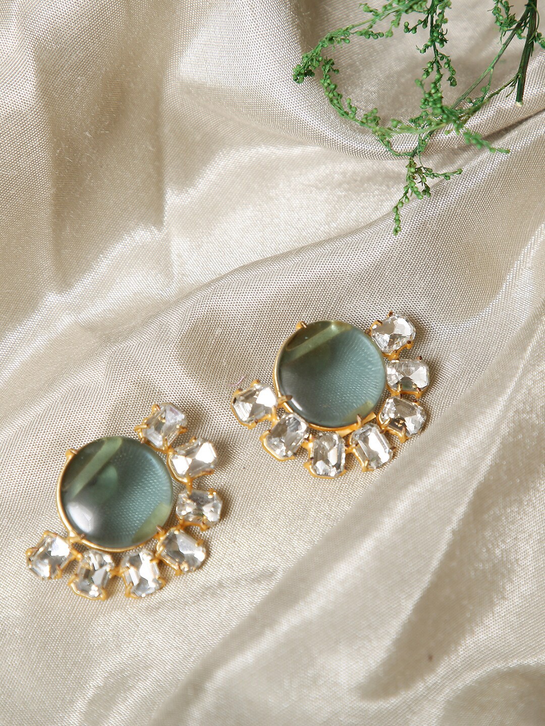 

XAGO Gold-Plated Grey & White Contemporary Drop Earrings