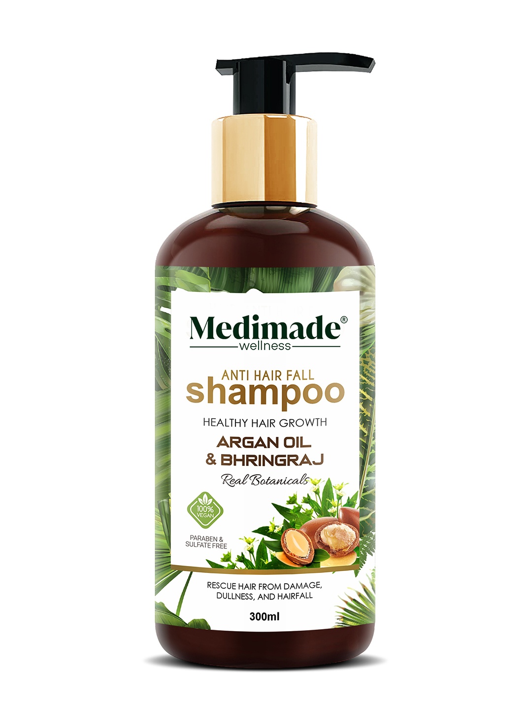

Medimade Anti-Hair Fall Shampoo with Argan Oil & Bhringraj - 300 ml, White