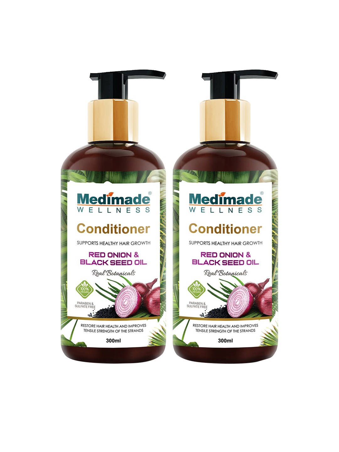 

Medimade Set of 2 Red Onion Black Seed Oil Hair Conditioner for Hair Growth - 300 ml each, White