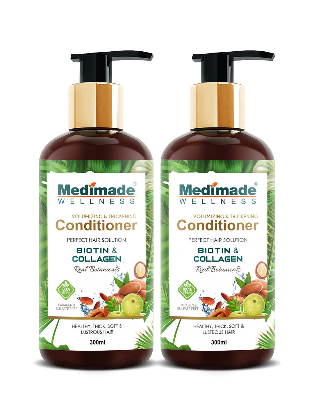 

Medimade Set of 2 Volumizing & Thickening Conditioner with Biotin & Collagen - 300 ml each, White