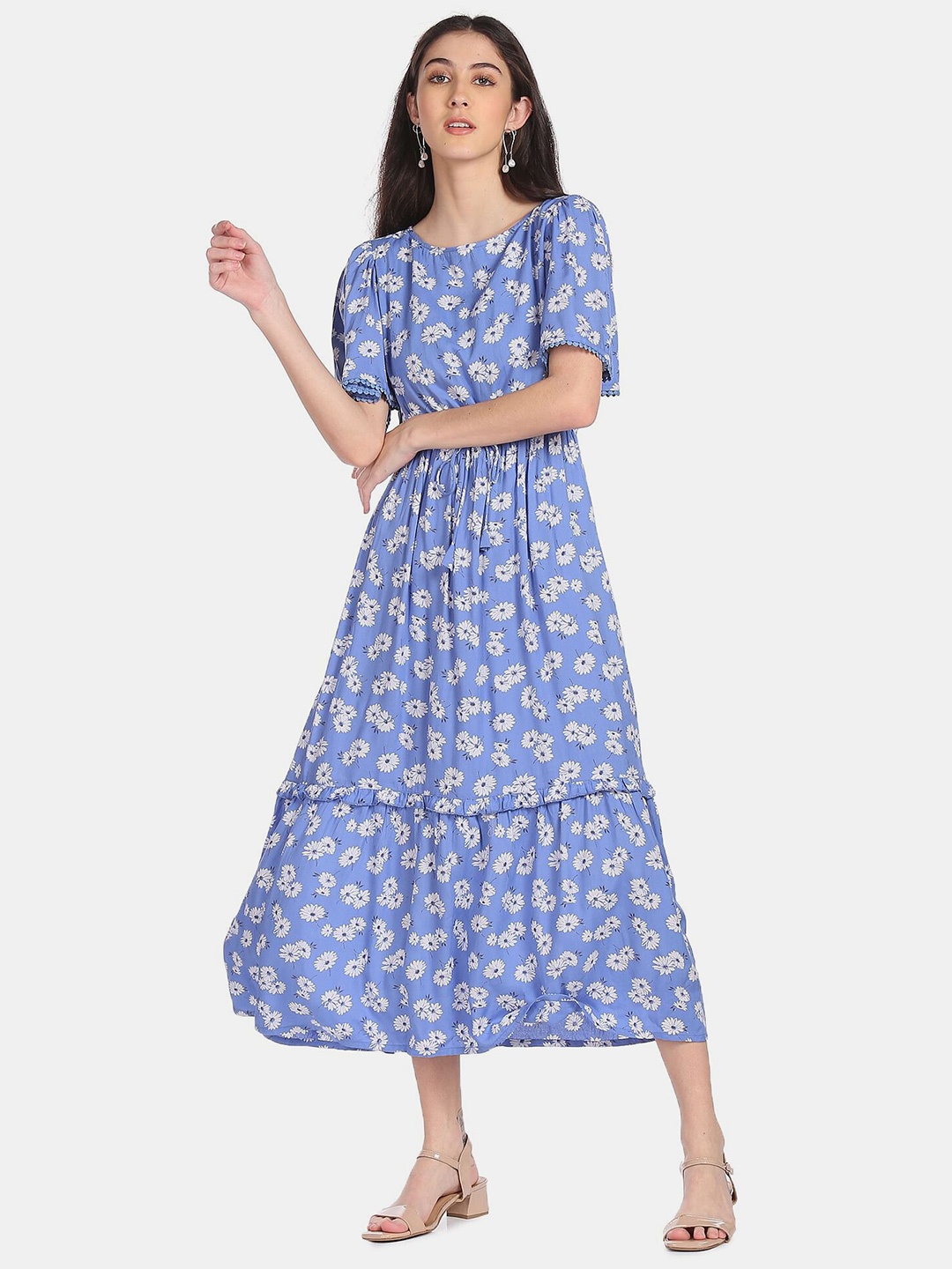 

Cherokee Blue Floral Print A-Line Dress
