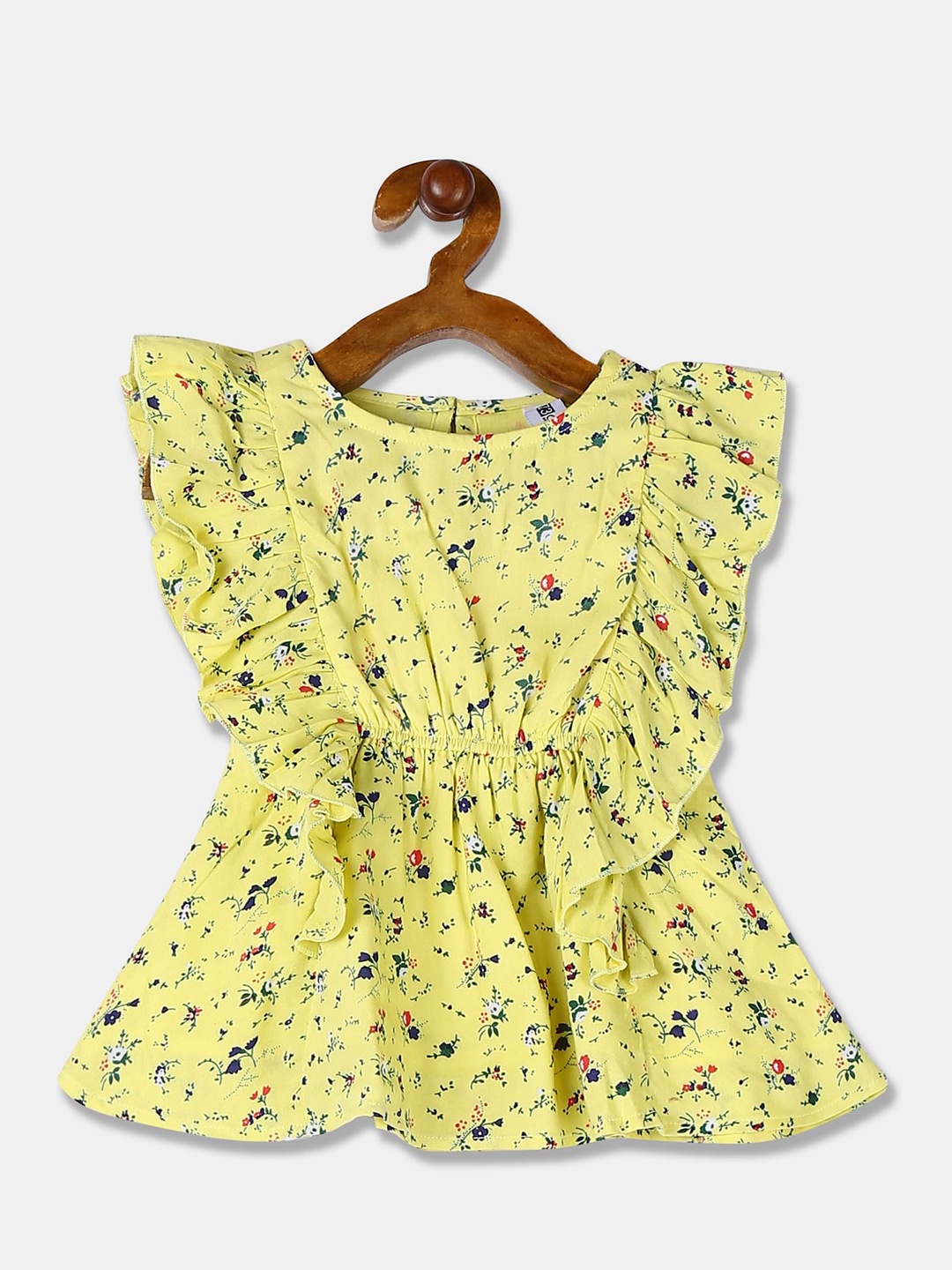 

Cherokee Girls Yellow Floral Print Cinched Waist Top
